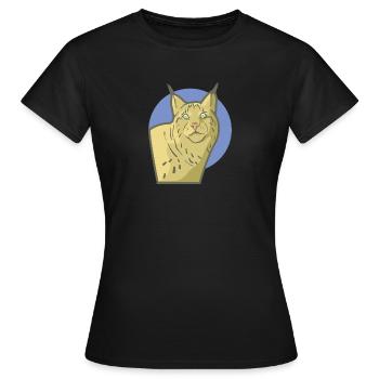 Lynx mature avec un beau visage de chat - T-shirt Femme - noir - Devant - AI Model Female 172 dark (172cm)