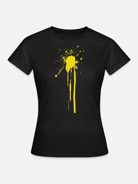 Fleck / Sprühfleck GELB - Frauen T-Shirt - Schwarz