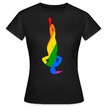 Pose colorée du poirier dans le yoga - T-shirt Femme - noir - Devant - AI Model Female 172 dark (172cm)