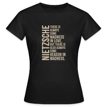 Nietzsche - La folie amoureuse - T-shirt Femme - noir - Devant - AI Model Female 172 dark (172cm)