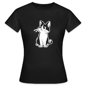Katzendame Katzenfreund Katzengesicht - Frauen T-Shirt - Schwarz - Vorne - AI Model Female 172 dark (172cm)