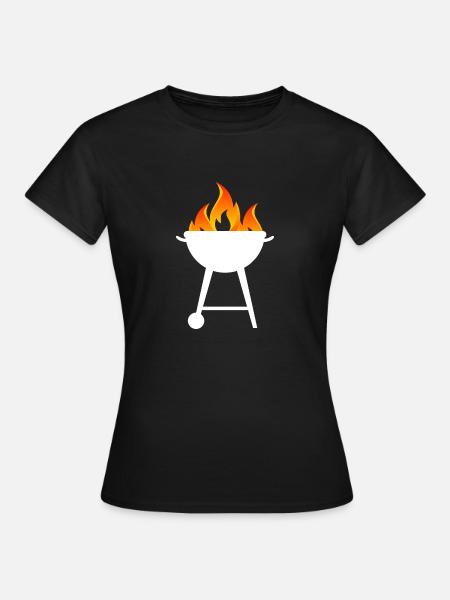 Grill mit Flammen - Frauen T-Shirt - Schwarz