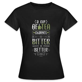 Teeliebhaber Erholung Warm - Frauen T-Shirt - Schwarz - Vorne - AI Model Female 172 dark (172cm)