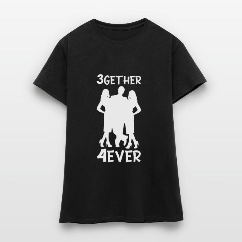 Polyamorie Throuple Geschenk 3gether 4ever Poly Frauen T-Shirt