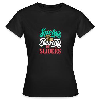Der Frühling bringt die Schönheit der Slider - Frauen T-Shirt - Schwarz - Vorne - AI Model Female 172 dark (172cm)