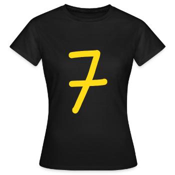 7 Numéro sept numéro jaune anniversaire - T-shirt Femme - noir - Devant - AI Model Female 172 dark (172cm)