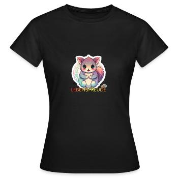 Werte mit Tieren: Lebensfreude - Frauen T-Shirt - Schwarz - Vorne - AI Model Female 172 dark (172cm)