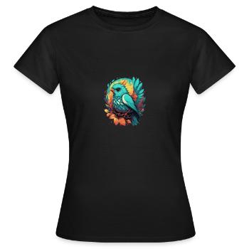 Blauer süßer gezeichneter Vogel - Frauen T-Shirt - Schwarz - Vorne - AI Model Female 172 dark (172cm)