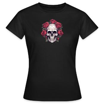 Crâne gothique et Roses Art graphique - T-shirt Femme - noir - Devant - AI Model Female 172 dark (172cm)