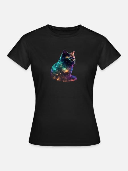 Neon Katze - Frauen T-Shirt - Schwarz