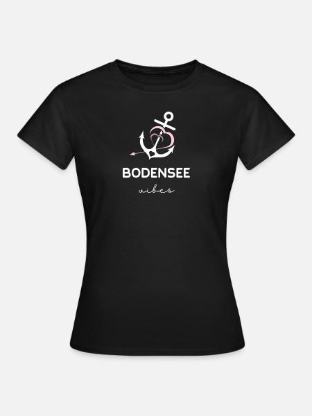 Bodensee Vibes - White Rose - Frauen T-Shirt - Schwarz