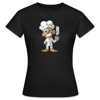 Lustiger Affe Chefkoch - Frauen T-Shirt - Schwarz - Vorne - AI Model Female 172 dark (172cm)