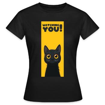 Te regarder Chat - T-shirt Femme - noir - Devant - AI Model Female 172 dark (172cm)