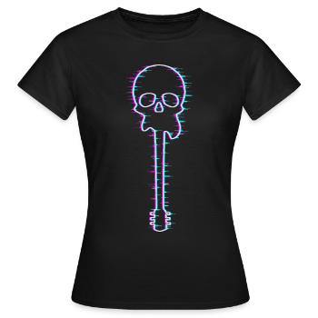Guitar Glitch Skull Gitarrist Bass Rock Musiker - Frauen T-Shirt - Schwarz - Vorne - AI Model Female 172 dark (172cm)