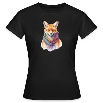 Fuchs mit Schal - Frauen T-Shirt - Schwarz - Vorne - AI Model Female 172 dark (172cm)