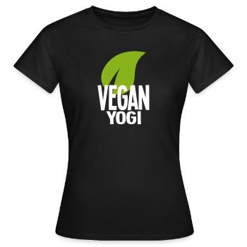 blanc T-shirt végétalien Yogi - T-shirt Femme - noir - Devant - AI Model Female 172 dark (172cm)