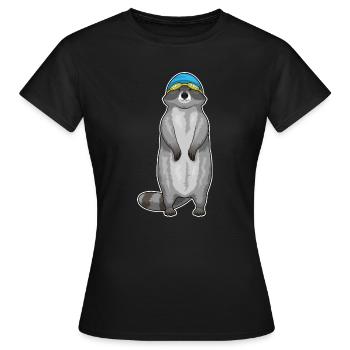 Été pour la baignée de natation des ratons laveurs - T-shirt Femme - noir - Devant - AI Model Female 172 dark (172cm)