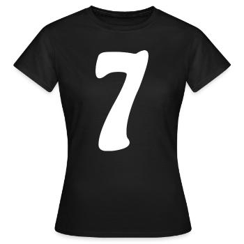 Sieben: Minimalistische Ziffer 7 | Siebter - Frauen T-Shirt - Schwarz - Vorne - AI Model Female 172 dark (172cm)