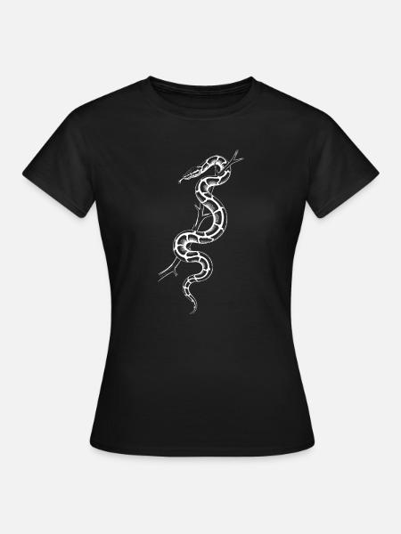 Weiße Schlange Linienkunst - Frauen T-Shirt - Schwarz