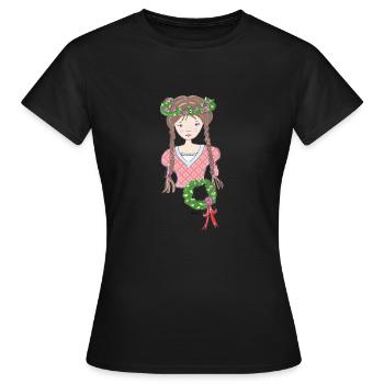 La fille de fleur brun Moyen Age - T-shirt Femme - noir - Devant - AI Model Female 172 dark (172cm)