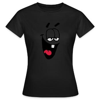 Lachendes Comic Gesicht Schadenfreude Auslachen - Frauen T-Shirt - Schwarz - Vorne - AI Model Female 172 dark (172cm)