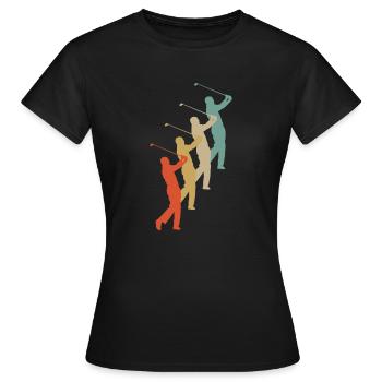 Retro Vintage Style Golf Golfer Golfspieler - Frauen T-Shirt - Schwarz - Vorne - AI Model Female 172 dark (172cm)