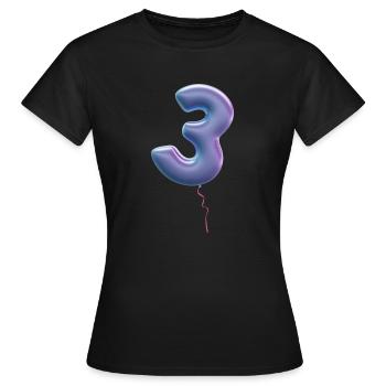 Zahl 3 als Ballon: Geburtstag, Jahrestag, Sieger - Frauen T-Shirt - Schwarz - Vorne - AI Model Female 172 dark (172cm)