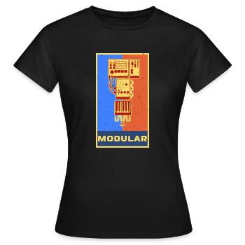 Synthesizer Synth Keyboard Elektronische Musiker - Frauen T-Shirt - Schwarz - Vorne - AI Model Female 172 dark (172cm)