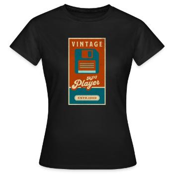 Vintage rétro des années 80 des années 70 des années 90 disquette drôle - T-shirt Femme - noir - Devant - AI Model Female 172 dark (172cm)