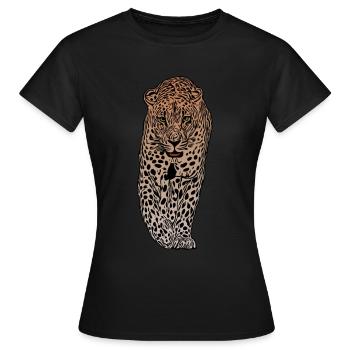 Leopard Africa animal motif predator Loparden - Women's T-Shirt - black - Front - AI Model Female 172 dark (172cm)