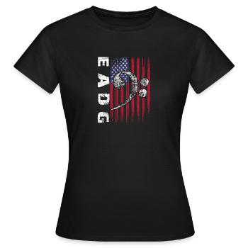 Notes de basse EADG avec drapeau américain - T-shirt Femme - noir - Devant - AI Model Female 172 dark (172cm)
