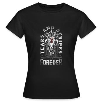 Emoticon Emo Tears and Stripes Forever Emocore - Frauen T-Shirt - Schwarz - Vorne - AI Model Female 172 dark (172cm)