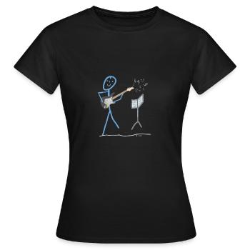 E Guitar Stick Figure Bass Music Rock - Women's T-Shirt - black - Front - AI Model Female 172 dark (172cm)