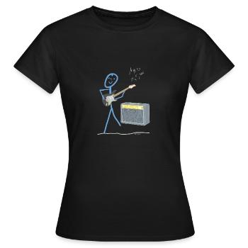 Power Guitar Stick Figure Music Amplificateur Son - T-shirt Femme - noir - Devant - AI Model Female 172 dark (172cm)