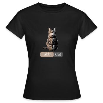 Tabby cat - Women's T-Shirt - black - Front - AI Model Female 172 dark (172cm)