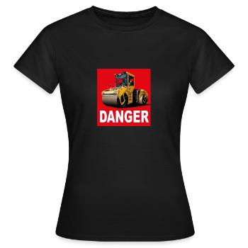 DANGER, Vorsicht Walze - Frauen T-Shirt - Schwarz - Vorne - AI Model Female 172 dark (172cm)