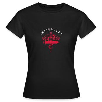 INFIRMIERE 02 - Frauen T-Shirt - Schwarz - Vorne - AI Model Female 172 dark (172cm)