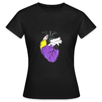 Nonbinary Pride Heart Nonbinary Pride - Women's T-Shirt - black - Front - AI Model Female 172 dark (172cm)