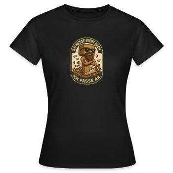 Ich messe nicht nach – Lustiges Tischler Shirt - Frauen T-Shirt - Schwarz - Vorne - AI Model Female 172 dark (172cm)