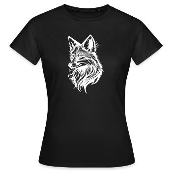 Pretty Fox Portrait Tattoo Ink - T-shirt Femme - noir - Devant - AI Model Female 172 dark (172cm)