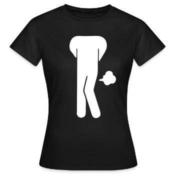 Funny Farting Restrooms / Toilet Sign (Headless) - Women's T-Shirt - black - Front - AI Model Female 172 dark (172cm)