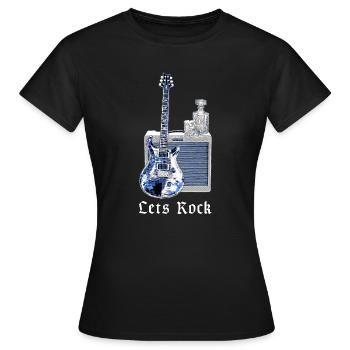 Let’s Rock | Guitare, Amplificateur, Whisky, Musique - T-shirt Femme - noir - Devant - AI Model Female 172 dark (172cm)