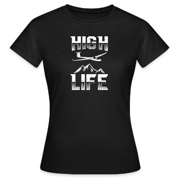 High Life | Gliding Glider Pilot Gifts - Women's T-Shirt - black - Front - AI Model Female 172 dark (172cm)