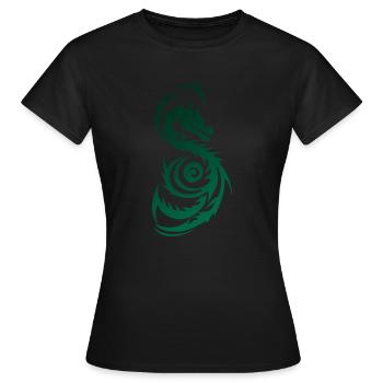 Grüner Tribal Fantasy Drache - Frauen T-Shirt - Schwarz - Vorne - AI Model Female 172 dark (172cm)