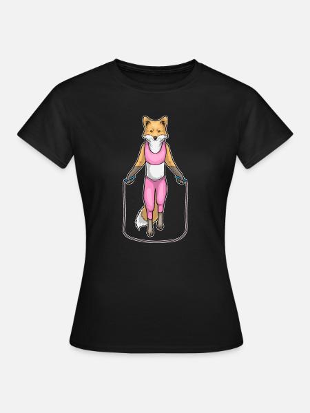 Fuchs Seilspringen Springseil Fitness - Frauen T-Shirt - Schwarz