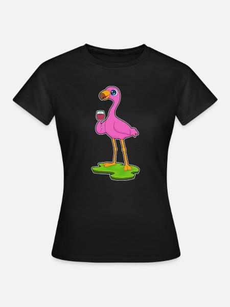 Flamingo Rotwein - Frauen T-Shirt - Schwarz