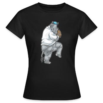Rhino Baseball Gant de baseball - T-shirt Femme - noir - Devant - AI Model Female 172 dark (172cm)