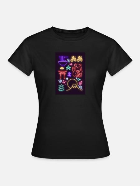 Néons colorés Japon - T-shirt Femme - noir