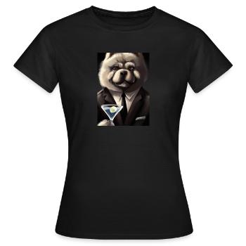 Chow Chow Anzug Martini - Frauen T-Shirt - Schwarz - Vorne - AI Model Female 172 dark (172cm)