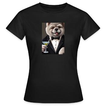 Chow Chow Anzug Martini - Frauen T-Shirt - Schwarz - Vorne - AI Model Female 172 dark (172cm)